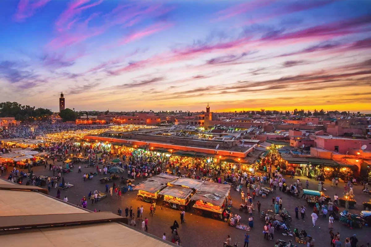 Marrakech Jemaa El Fna square during desert tour