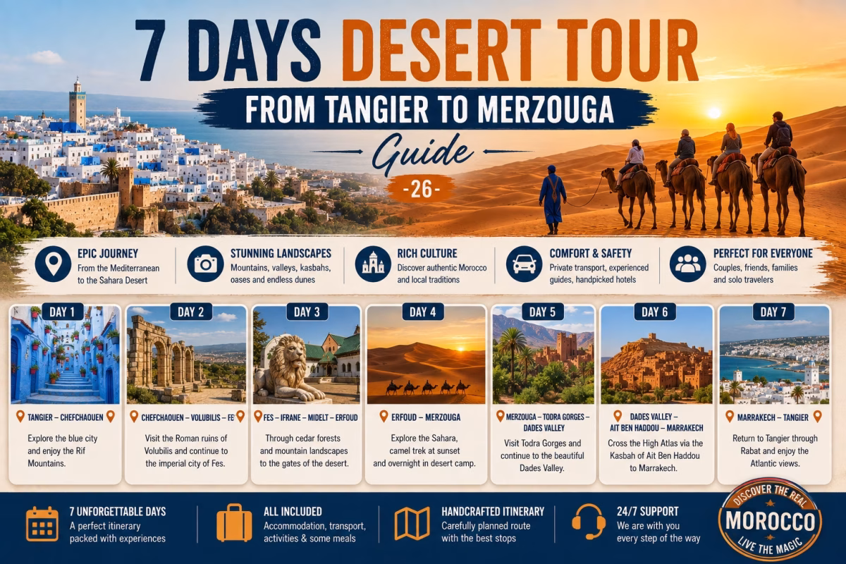 7 Days Desert Tour from Tangier to Merzouga Guide