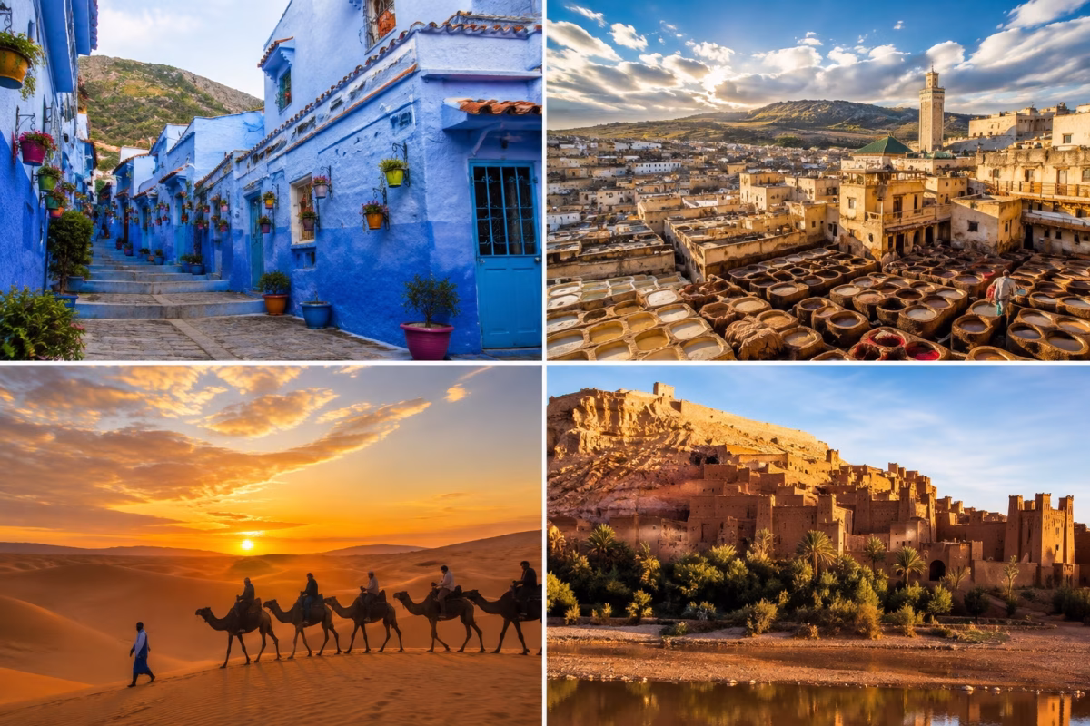 6 Days Desert Tour from Tangier featuring Chefchaouen, Fes, Merzouga Sahara and Ait Ben Haddou