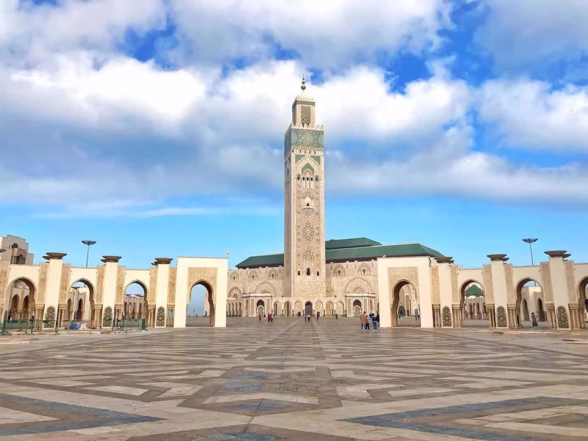 Hassan II Mosque in Casablanca overlooking the Atlantic Ocean